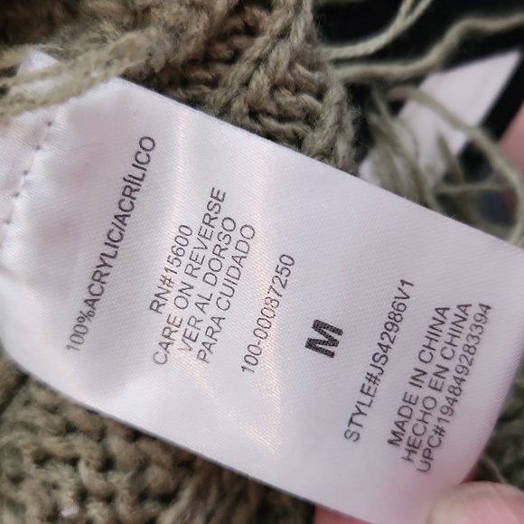 Jolt Sweater Womend Size M Cropped Ribbed Cable Knit Fringe Green - Picture 4 of 13